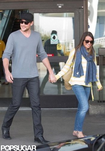 Lea Michele and boyfriend Cory Monteith held hands as they made their way out of LAX.
Lea Michele and boyfriend Cory Monteith held hands as they made their way out of LAX.