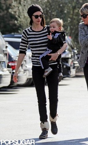 January Jones held Xander as she headed out to eat in LA.
January Jones held Xander as she headed out to eat in LA.