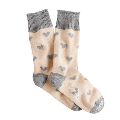 Don't let looks deceive you. These dainty Corgi cashmere heart socks ($98) are super warm and how cute would they look peeking out from a pair of cropped wool trousers?
Don't let looks deceive you. These dainty Corgi cashmere heart socks ($98) are super warm and how cute would they look peeking out from a pair of cropped wool trousers?