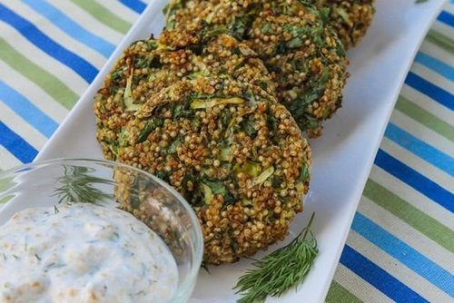 Herb Quinoa Patties with Lemon Dill Sauce