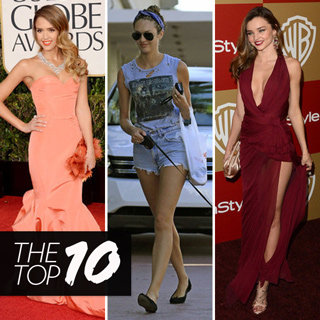 Best Dressed Celebs: Miranda Kerr Berry, Jessica Alba Peach