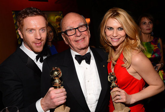 Homeland's Claire Danes and Damian Lewis said hello to Rupert Murdoch.
Homeland's Claire Danes and Damian Lewis said hello to Rupert Murdoch.