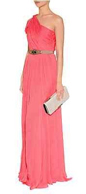Matthew Williamson Coral One-Shoulder Silk Gown