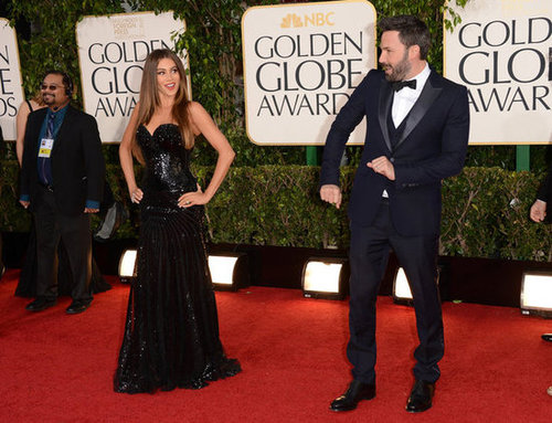Ben Affleck and Sofia Vergara got playful on the red carpet at the Golden Globes.
Ben Affleck and Sofia Vergara got playful on the red carpet at the Golden Globes.