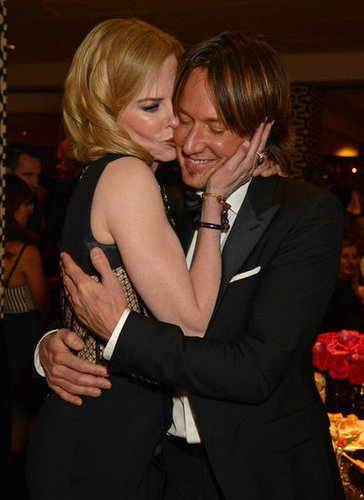 Nicole Kidman kissed her husband, Keith Urban, at the Golden Globes.
Nicole Kidman kissed her husband, Keith Urban, at the Golden Globes.