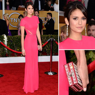 Vampire Dairies' Nina Dobrev in pink Elie Saab SAG Awards