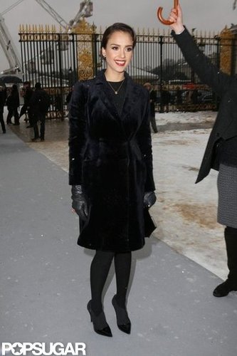 Jessica Alba wore black tights and heels.
Jessica Alba wore black tights and heels.