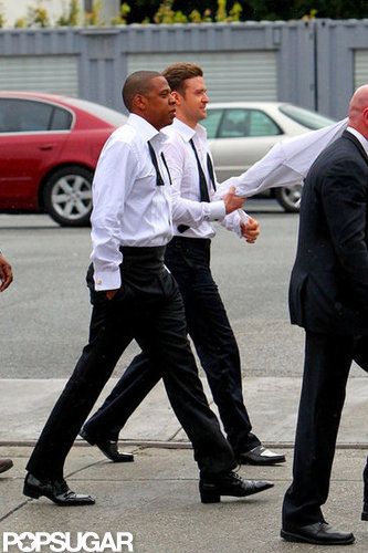 Justin Timberlake and Jay-Z Let Loose on the Set of "Suit & Tie" Justin Timberlake and Jay-Z Let Loose on the Set of "Suit & Tie"