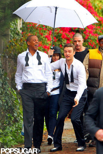 Justin Timberlake and Jay-Z Let Loose on the Set of "Suit & Tie" Justin Timberlake and Jay-Z Let Loose on the Set of "Suit & Tie"