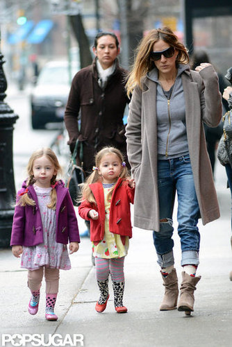 SJP Takes Her Twins For a Spring Stroll in the City SJP Takes Her Twins For a Spring Stroll in the City