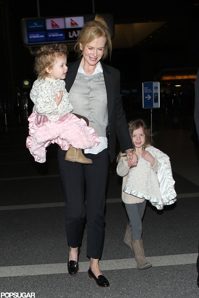 Nicole Kidman traveled out of LAX with daughters Faith Urban and Sunday Urban.
Nicole Kidman traveled out of LAX with daughters Faith Urban and Sunday Urban.