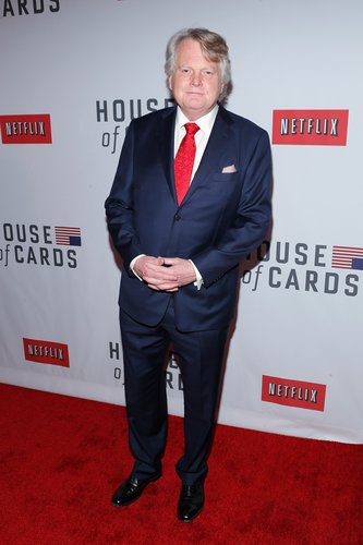 Michael Dobbs wore a classic navy suit.
Michael Dobbs wore a classic navy suit.