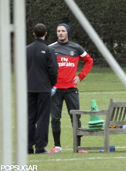 David Beckham trained with Paris Saint-Germain in London.
David Beckham trained with Paris Saint-Germain in London.