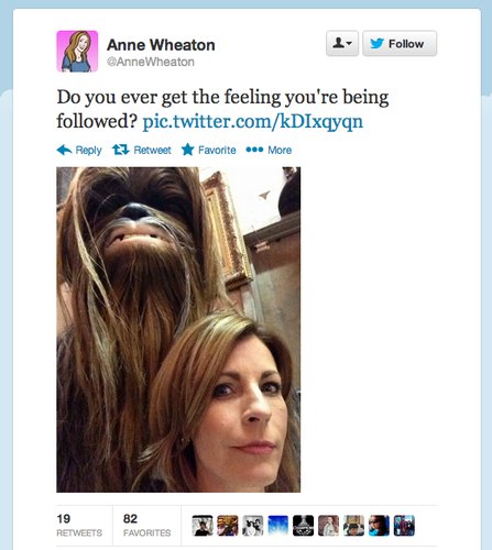 StarTrek: TNG actor Wil Wheaton better watch out. Looks like someone's got an eye on wife Anne Wheaton.
StarTrek: TNG actor Wil Wheaton better watch out. Looks like someone's got an eye on wife Anne Wheaton.