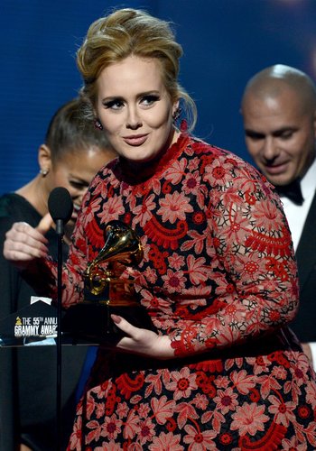 Adele gave a thank-you speech at the Grammys.
Adele gave a thank-you speech at the Grammys.