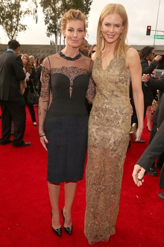 Nicole Kidman linked up with Faith Hill on the red carpet at the Grammys.
Nicole Kidman linked up with Faith Hill on the red carpet at the Grammys.