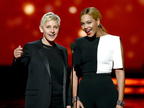 Ellen DeGeneres and Beyoncé presented together.
Ellen DeGeneres and Beyoncé presented together.