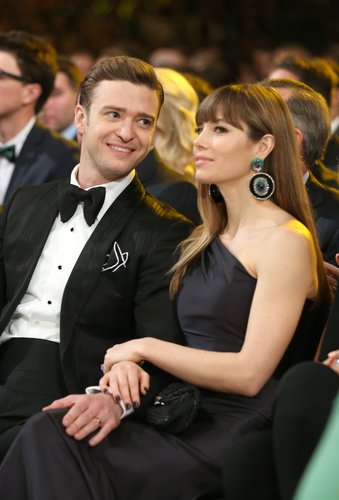 Justin Timberlake gave wife Jessica Biel a loving glance during the 2013 Grammys in LA.
Justin Timberlake gave wife Jessica Biel a loving glance during the 2013 Grammys in LA.