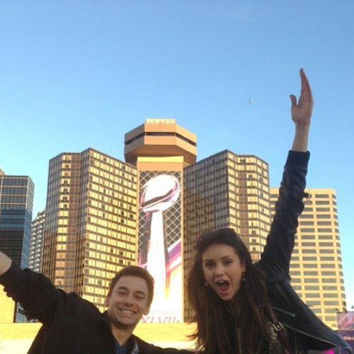 Nina Dobrev and a friend posed in front of a Super Bowl sign in New Orleans on Sunday.
Source: Instagram user nindobrevpriv
Nina Dobrev and a friend posed in front of a Super Bowl sign in New Orleans on Sunday.
Source: Instagram user nindobrevpriv