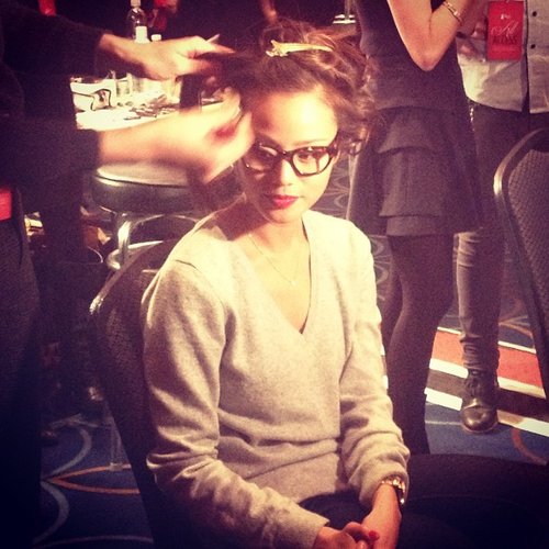 Jamie Chung wore adorable glasses and a poppy red lip to match her red dress at The Heart Truth's Red Dress Fashion Show.
Jamie Chung wore adorable glasses and a poppy red lip to match her red dress at The Heart Truth's Red Dress Fashion Show.