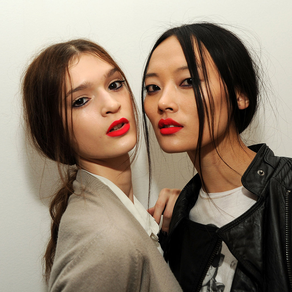 The finished look: skin was matte, but beautifully highlighted as you can see from the light reflecting off of the models' cheekbones.
The finished look: skin was matte, but beautifully highlighted as you can see from the light reflecting off of the models' cheekbones.