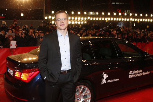 Matt Damon posed next to a BMW at the Promised Land premiere hosted by BMW in snowy Berlin Friday night.
Matt Damon posed next to a BMW at the Promised Land premiere hosted by BMW in snowy Berlin Friday night.