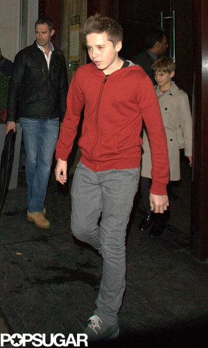 Brooklyn Beckham wore a red hoodie out to dinner in London on Friday night.
Brooklyn Beckham wore a red hoodie out to dinner in London on Friday night.