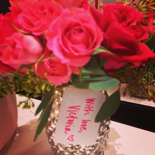 Victoria's Secret got us into a Valentine's Day state of mind with a bouquet of roses.
Victoria's Secret got us into a Valentine's Day state of mind with a bouquet of roses.