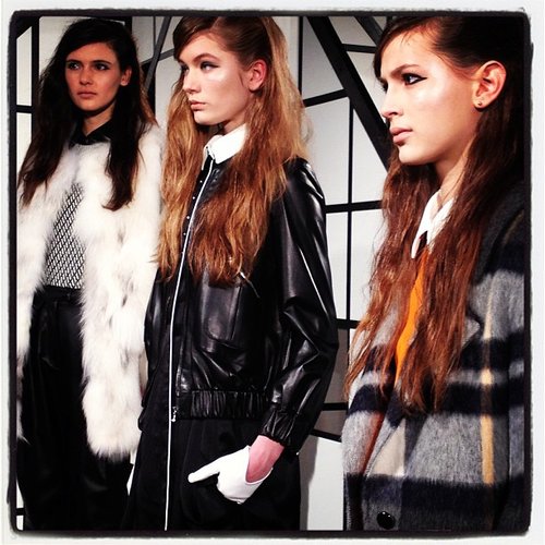 Tanya Taylor's lineup included retro-inspired silhouettes and sleek leather pieces.
Tanya Taylor's lineup included retro-inspired silhouettes and sleek leather pieces.