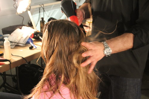 Kevin Ryan, lead stylist for TRESemmé, created a hairstyle that had tons of texture and a slight buckle.
Kevin Ryan, lead stylist for TRESemmé, created a hairstyle that had tons of texture and a slight buckle.