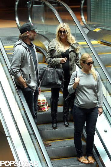 Jessica Simpson and CaCee Cobb covered their baby bumps for lunch with Eric Johnson.
Jessica Simpson and CaCee Cobb covered their baby bumps for lunch with Eric Johnson.