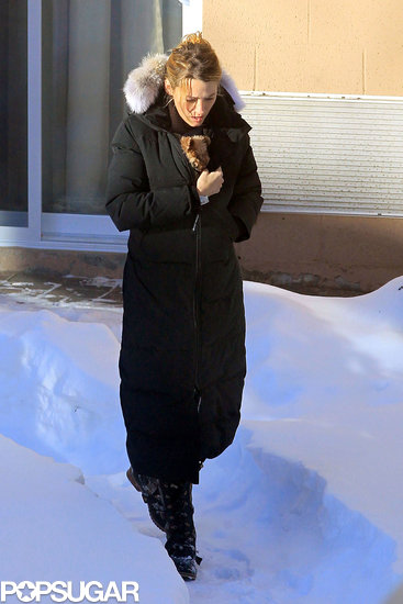 Blake Lively held onto her dog Penny when she stepped out in Canada.
Blake Lively held onto her dog Penny when she stepped out in Canada.