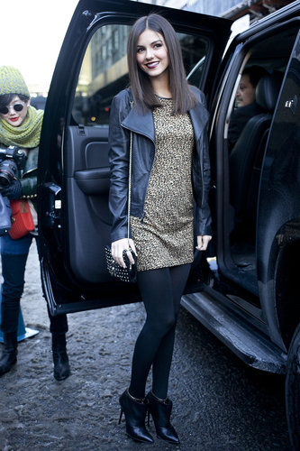 Victoria Justice exited her ride looking low-key glam in a leopard-print shift and a leather jacket.
Victoria Justice exited her ride looking low-key glam in a leopard-print shift and a leather jacket.