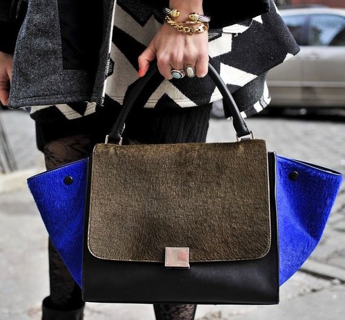 We love the colorblock effect on this calf hair Céline tote.
We love the colorblock effect on this calf hair Céline tote.