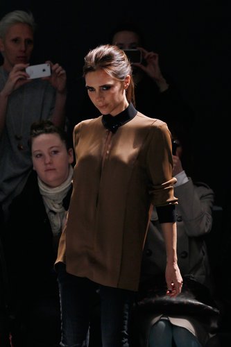 Victoria Beckham walked the runway after her successful Tuesday show in NYC.
Victoria Beckham walked the runway after her successful Tuesday show in NYC.