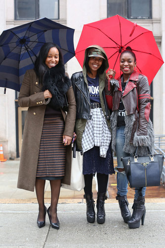 This ultrastylish crew gave us a how-to in the coolest, eclectic layers outside the tents.
This ultrastylish crew gave us a how-to in the coolest, eclectic layers outside the tents.