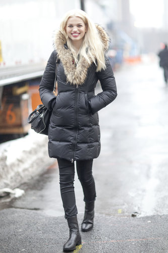 This is Winter style at its most functional — and still stylish — with a fur-collared puffer.
This is Winter style at its most functional — and still stylish — with a fur-collared puffer.