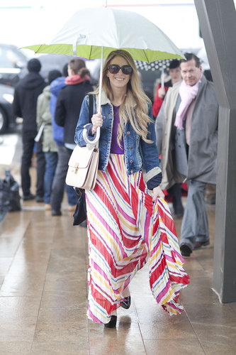 Stripes were even more attention getting on a full-length skirt.
Stripes were even more attention getting on a full-length skirt.