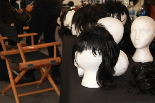 "The hair is supposed to look really skank and nasty, but we obviously don't want to ruin their hair," Souleiman said. Instead, he and his team repurposed old wigs into punk-rock-style hair pieces.
"The hair is supposed to look really skank and nasty, but we obviously don't want to ruin their hair," Souleiman said. Instead, he and his team repurposed old wigs into punk-rock-style hair pieces.