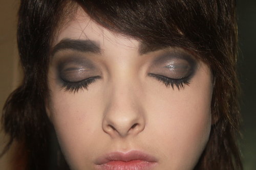 François Nars described the look as punk-rock chic. "We have our favorite icons from the '60s and '70s," he said. "There were so many great characters in that time and there will always be some ideas from that era for makeup and hair." The dark gray smoky eye was created using Black Valley Eye Paint (releasing this Fall) on the lid and Pandora Duo Eyeshadow in the crease.
François Nars described the look as punk-rock chic. "We have our favorite icons from the '60s and '70s," he said. "There were so many great characters in that time and there will always be some ideas from that era for makeup and hair." The dark gray smoky eye was created using Black Valley Eye Paint (releasing this Fall) on the lid and Pandora Duo Eyeshadow in the crease.