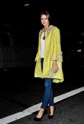 Olivia Palermo showed her support for Marchesa in one of the designer's ornately embellished statement coats.
Olivia Palermo showed her support for Marchesa in one of the designer's ornately embellished statement coats.