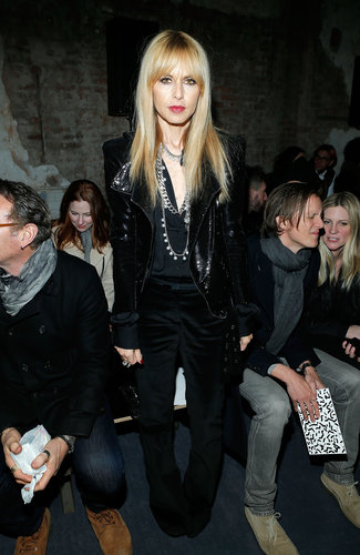 Rachel Zoe went black on black in a sequined moto jacket and velvet trousers at Proenza Schouler.
Rachel Zoe went black on black in a sequined moto jacket and velvet trousers at Proenza Schouler.