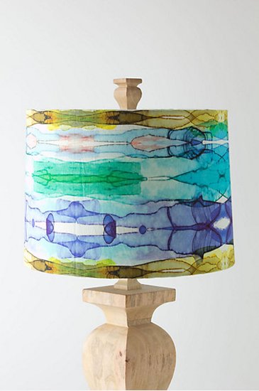 We can't help but think of a watercolor painting when looking at this lampshade ($98-$118) aptly named Myriad Horizons.
We can't help but think of a watercolor painting when looking at this lampshade ($98-$118) aptly named Myriad Horizons.