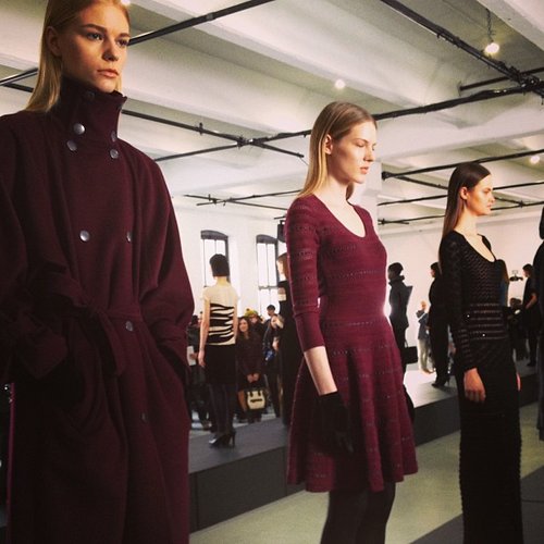 A burgundy lineup at Catherine Malandrino.
A burgundy lineup at Catherine Malandrino.