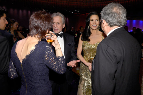Michael Douglas and Catherine Zeta-Jones chatted with guests at the Governors Ball.
Michael Douglas and Catherine Zeta-Jones chatted with guests at the Governors Ball.