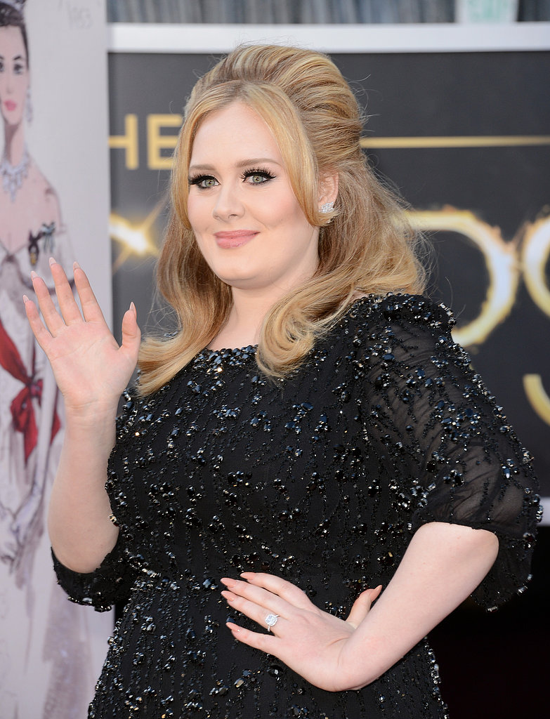 Adele on the red carpet at the Oscars 2013.
Adele on the red carpet at the Oscars 2013.