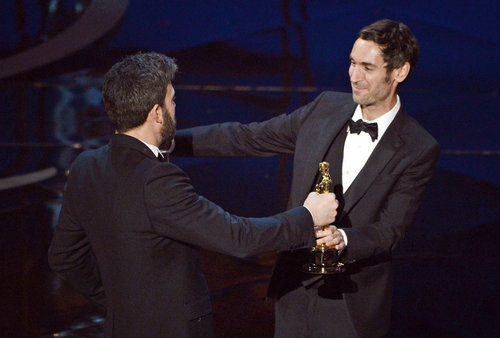 Ben Affleck and Malik Bendjelloul on stage at the Oscars 2013.
Ben Affleck and Malik Bendjelloul on stage at the Oscars 2013.
