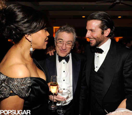 Bradley Cooper and Robert De Niro stuck together while they talked to Grace Hightower inside the Vanity Fair afterparty on Oscars Sunday.
Bradley Cooper and Robert De Niro stuck together while they talked to Grace Hightower inside the Vanity Fair afterparty on Oscars Sunday.