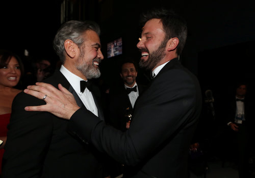 Ben Affleck and George Clooney backstage at the 2013 Oscars.
Ben Affleck and George Clooney backstage at the 2013 Oscars.