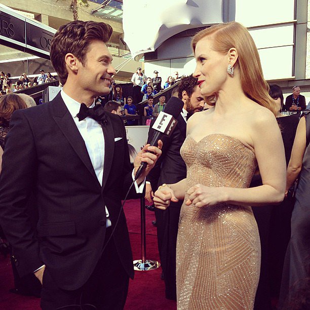 Ryan Seacrest chatted with best actress nominee Jessica Chastain on the red carpet.
Source: Instagram user ryanseacrest
Ryan Seacrest chatted with best actress nominee Jessica Chastain on the red carpet.
Source: Instagram user ryanseacrest
